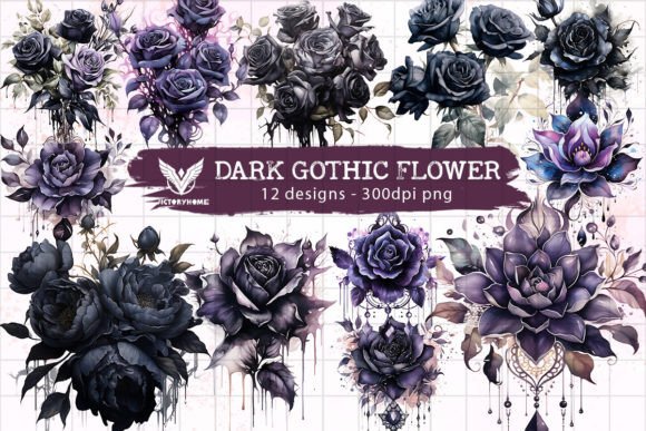 Download Dark Gothic Flower Sublimation Clipart - Sublimation Collection