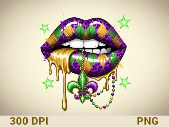 Download Mardi Gras Dripping Lips Sublimation - Sublimation Collection