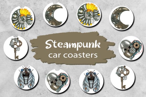 Download Steampunk Car Coaster Sublimation Design - Sublimation Collection