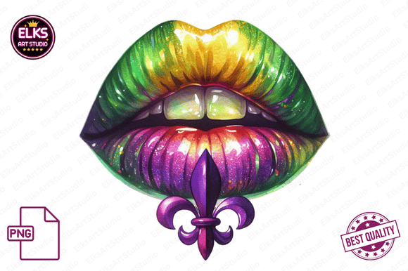 Download Mardi Gras Dripping Lips PNG Sublimation - Sublimation Collection