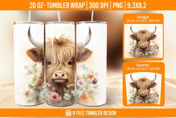 Download 3D Highland Cow Tumbler Designs, - Premium Bundle