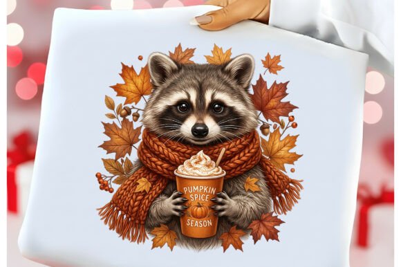 Download Autumn Leaves Pumpkin Spice Raccoon PNG - Pumpkin Collection