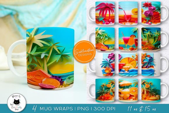 Download 3D Beach Mug Wraps | Summer Sublimation - Sublimation Collection