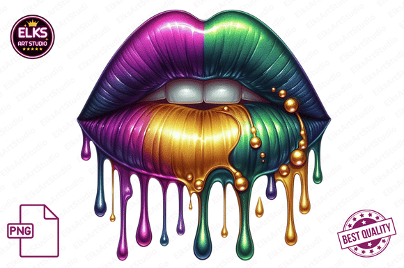 Download Mardi Gras Dripping Lips PNG Sublimation - Sublimation Collection
