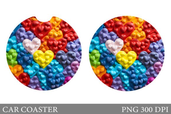 Download Colourful Hearts Car Coaster Sublimation - Sublimation Collection