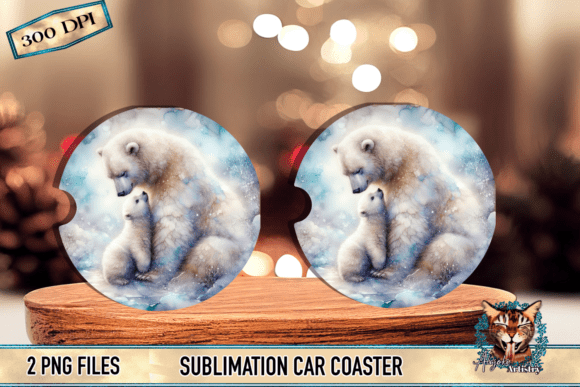 Download Polar Bear &amp; Cub Sublimation Car Coaster - Sublimation Collection