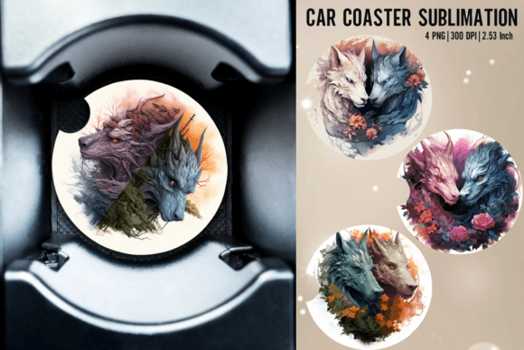 Download Dragon Car Coaster Sublimation Designs - Sublimation Collection