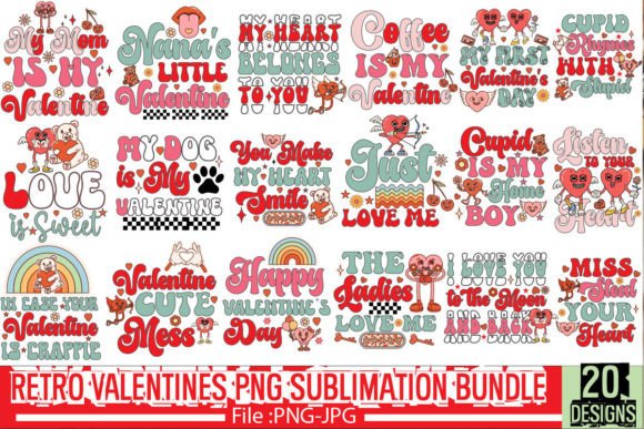 Download Retro Valentines PNG Sublimation Bundle - Sublimation Collection