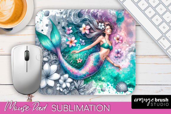 Download Watercolor Mermaid Mouse Pad Sublimation - Sublimation Collection