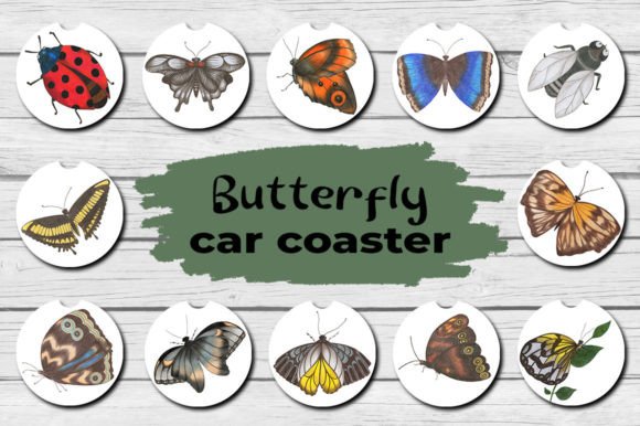 Download Butterfly Car Coaster Sublimation Design - Sublimation Collection