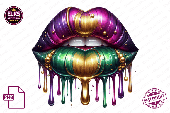 Download Mardi Gras Dripping Lips PNG Sublimation - Sublimation Collection