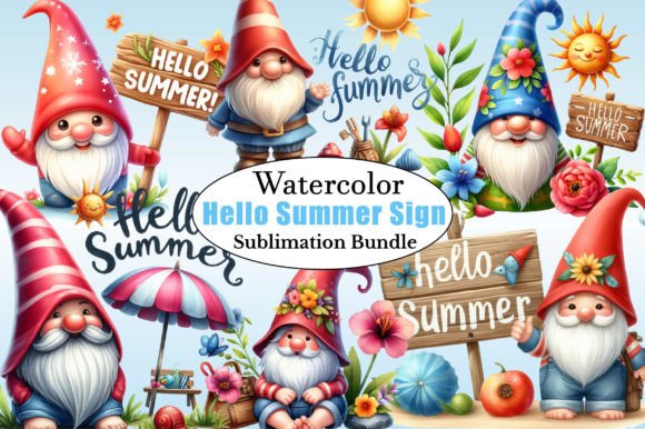 Download Gnomes Hello Summer Sign PNG Sublimation - Sublimation Collection