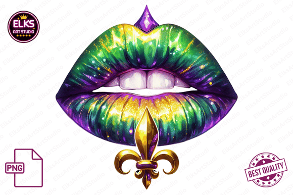 Download Mardi Gras Dripping Lips PNG Sublimation - Sublimation Collection