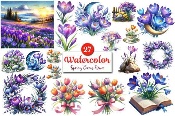 Download Spring Crocus Flower Sublimation Clipart - Sublimation Collection