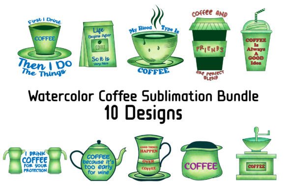 Download Watercolor Coffee Sublimation SVG Bundle - Sublimation Collection