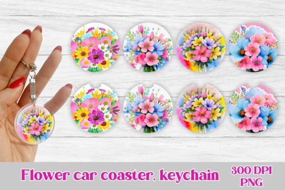 Download Car Coaster Flower Sublimation Design - Sublimation Collection