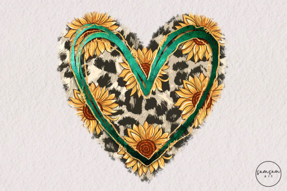 Download Cowhide Sunflower Heart PNG Sublimation - Sublimation Collection