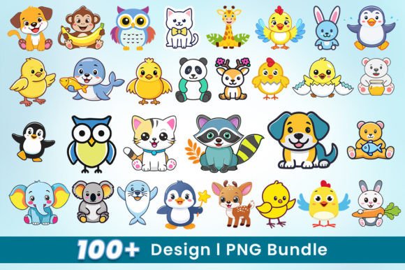 Download 100 Cute Baby Animal Stickers Bundle PNG - Premium Resources