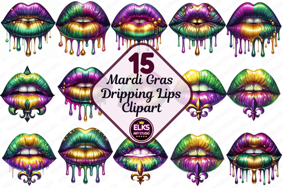 Download Mardi Gras Dripping Lips PNG Sublimation - Sublimation Collection