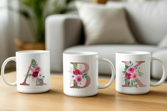 Download Sublimation Monogram Floral Mugs - Sublimation Collection