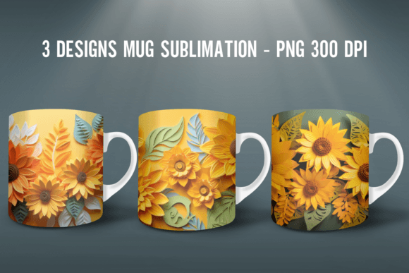 Download 3D Sunflower Mug Sublimation PNG - Sublimation Collection