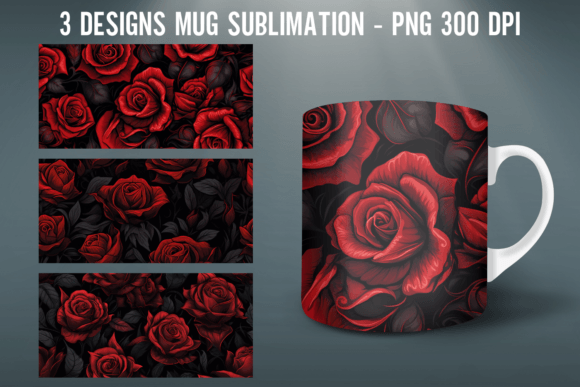 Download Gothic Rose Mug Wrap Sublimation Design - Sublimation Collection