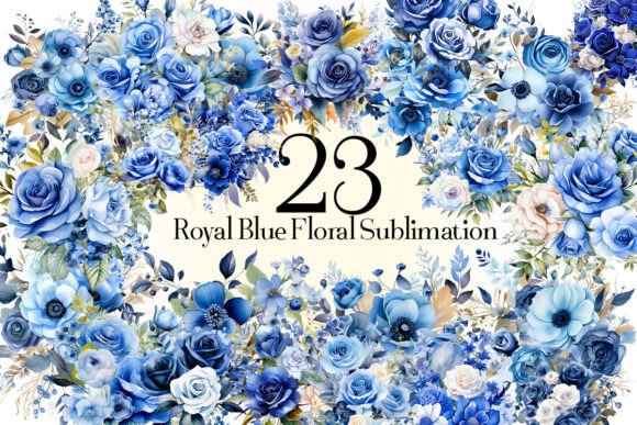 Download Royal Blue Floral Sublimation Clipart - Sublimation Collection