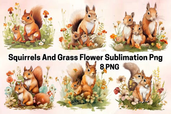 Download Squirrels and Grass Flower Sublimation - Sublimation Collection