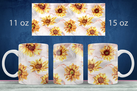 Download Sunflower on Marble Mug Sublimation Png - Sublimation Collection