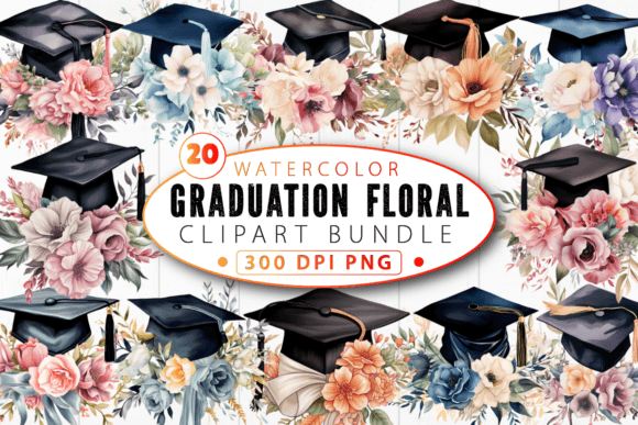 Download Graduation Floral Sublimation Clipart Bu - Sublimation Collection