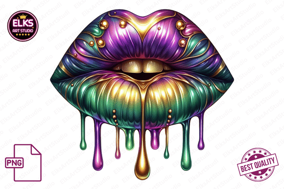 Download Mardi Gras Dripping Lips PNG Sublimation - Sublimation Collection