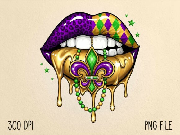 Download Mardi Gras Dripping Lips Sublimation PNG - Sublimation Collection