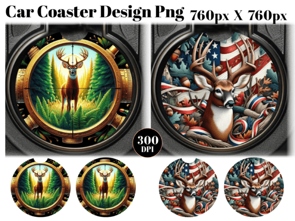 Download Deer Hunting Car Coaster PNG Sublimation - Sublimation Collection