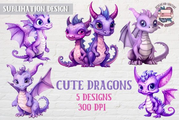 Download Cute Violet Dragons Sublimation Design - Sublimation Collection