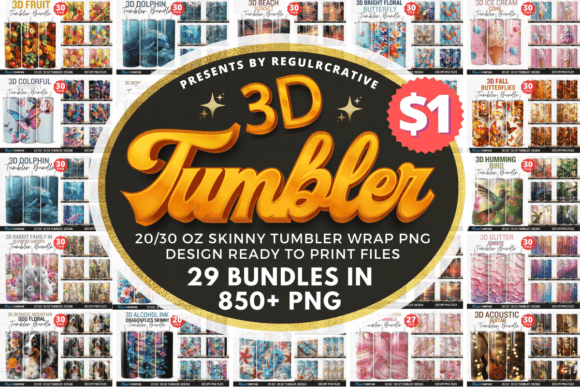 Download 3D Tumblers Wraps Mega Bundle - 3d tumbler Collection