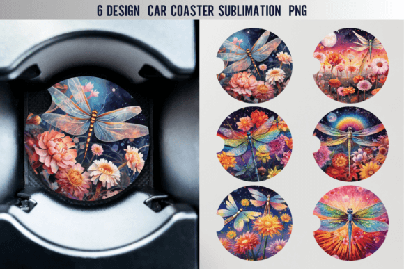 Download Dragonfly Car Coaster Sublimation Design - Sublimation Collection
