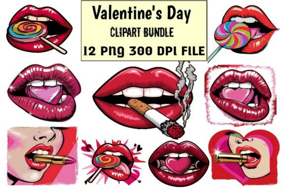 Download Valentine Candy Lips Clipart Bundle – - Lips clipart bundle Collection