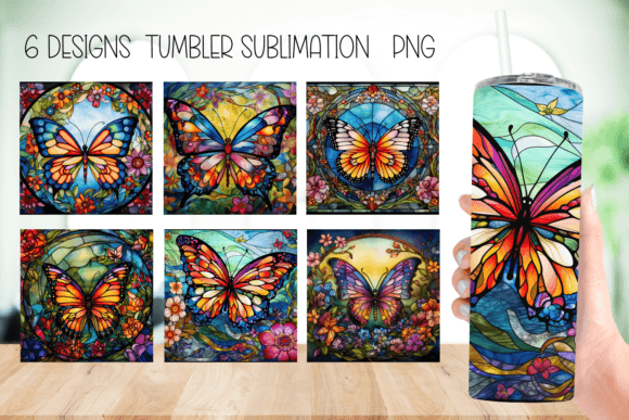Download Butterfly Stain Glass Tumbler Designs - Premium Resources