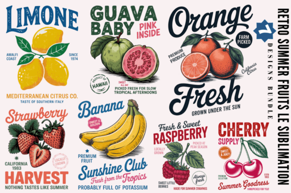 Download Retro Summer Fruits Sublimation Designs - Sublimation Collection