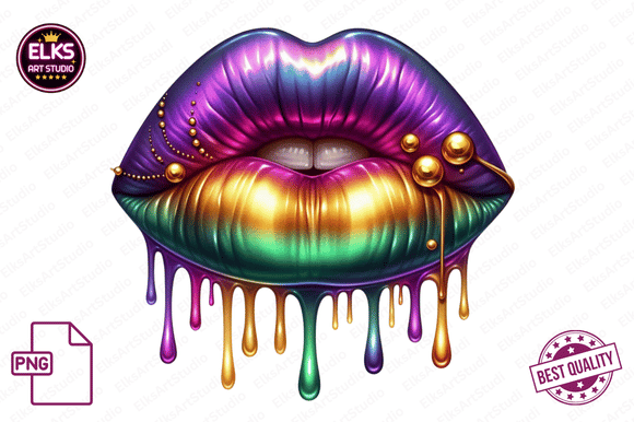 Download Mardi Gras Dripping Lips PNG Sublimation - Sublimation Collection