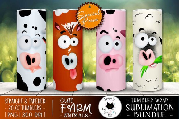 Download Cartoon Farm Animal Tumbler Designs - Premium Resources