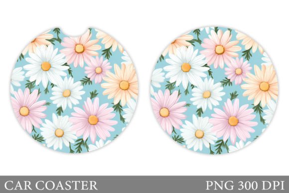 Download Daisy Flowers Car Coaster Sublimation - Sublimation Collection