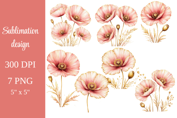 Download Pink Poppy Floral Sublimation Bundle - Sublimation Collection