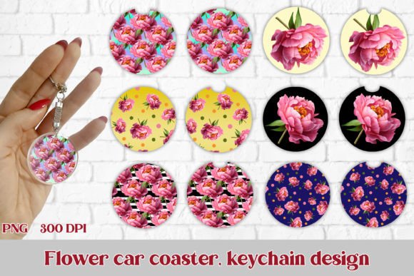 Download Flower Car Coaster Sublimation Design - Sublimation Collection
