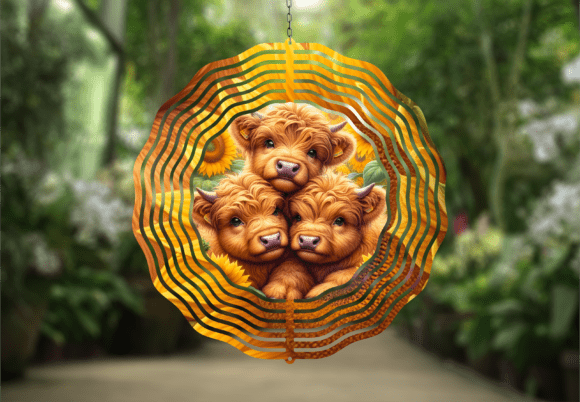 Download Cute Baby Highland Cows Wind Spinner - Premium Resources