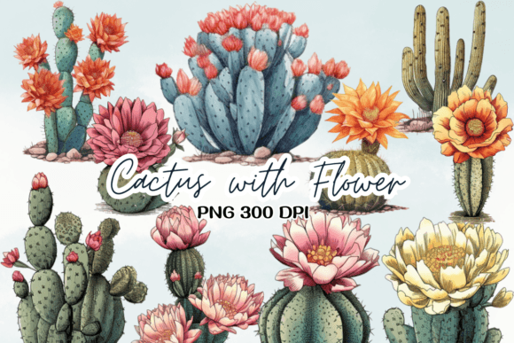 Download Cactus with Flower Sublimation Clipart - Sublimation Collection