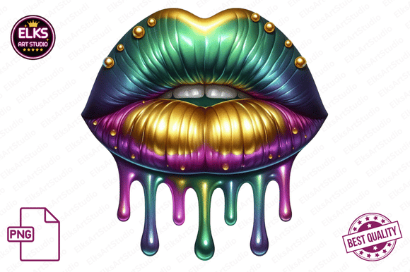 Download Mardi Gras Dripping Lips PNG Sublimation - Sublimation Collection