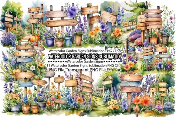 Download Watercolor Garden Signs Sublimation - Sublimation Collection